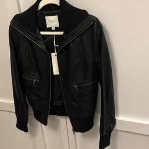 Pipelime Collection Faux Leather Bomber Jacket XS